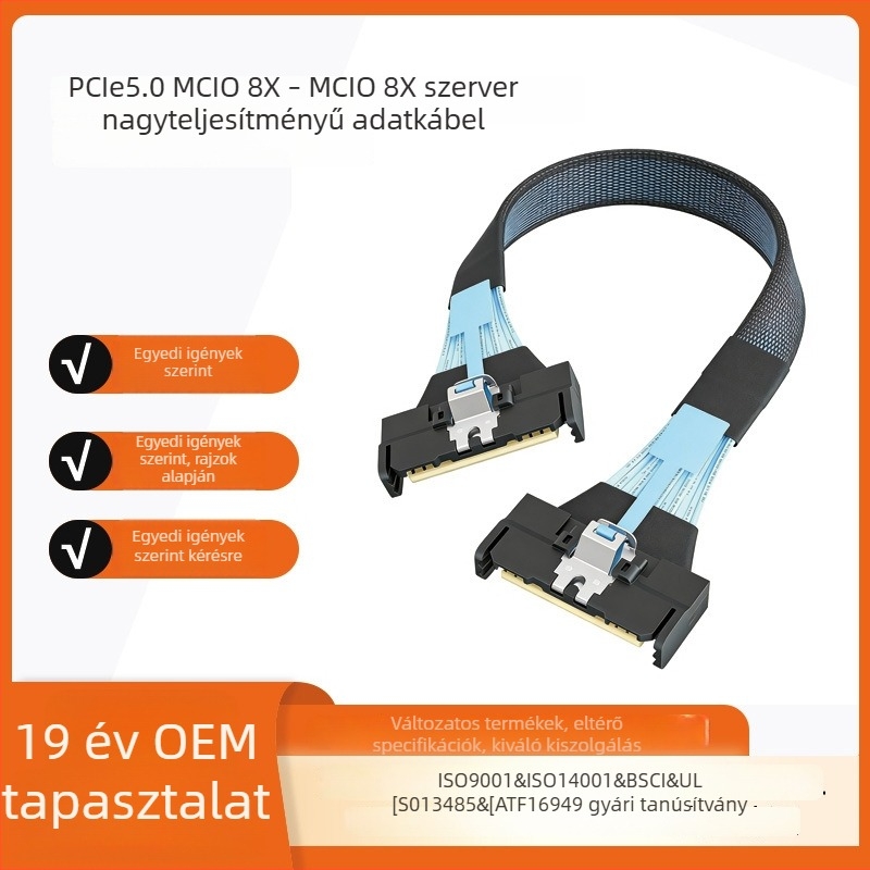 PCIe 5.0 MCIO 8X-től MCIO 8X-ig szerverekhez gyors adatátviteli kábel