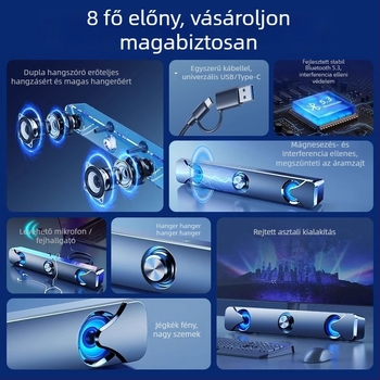 Asztali Bluetooth hangszóró mikrofonnal, 2.0 csatornás, 3W, USB interfész PC-hez