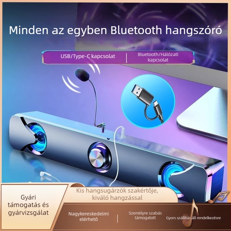 Asztali Bluetooth hangszóró mikrofonnal, 2.0 csatornás, 3W, USB interfész PC-hez