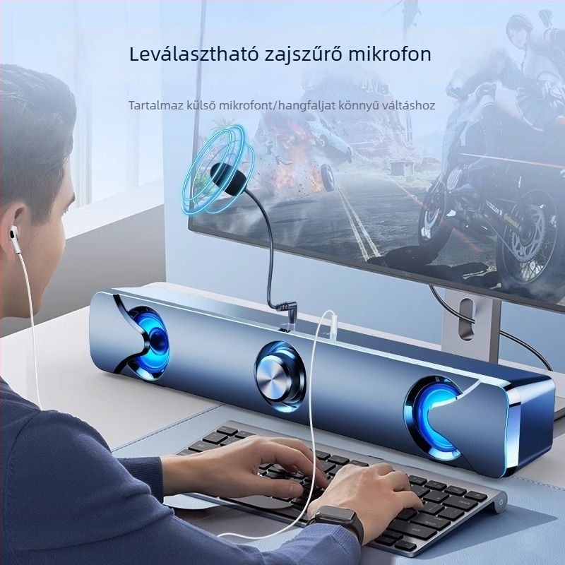 Asztali Bluetooth hangszóró mikrofonnal, 2.0 csatornás, 3W, USB interfész PC-hez