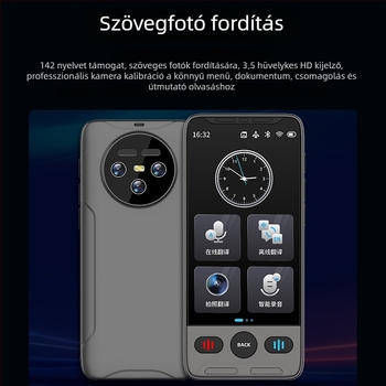 Nagy képernyős intelligens beszédfordító, Android OS, Bluetooth, 50 m hatótávolság, érintés/ hang/ fotó módok, modell T02