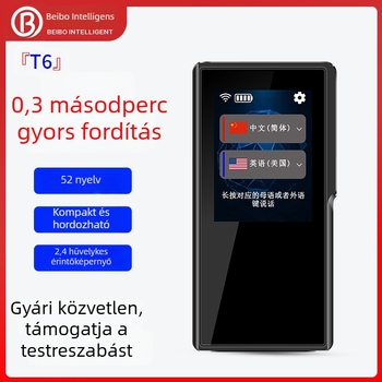 T6 hordozható fordító Android OS-sel, kétirányú szimultán fordítás, hangalapú fordítás, érintés- és gombkezelés