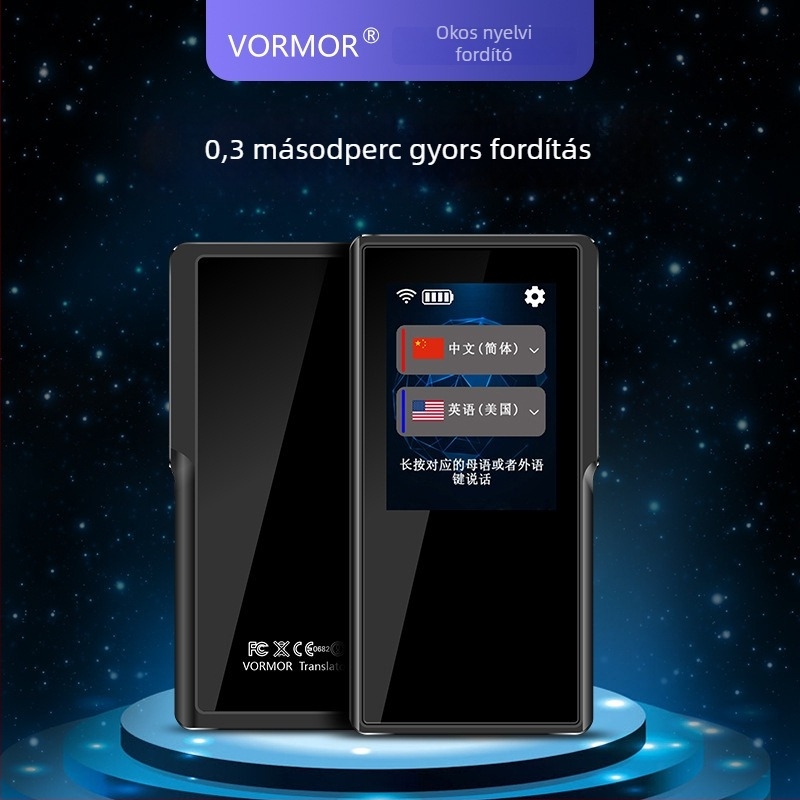 T6 hordozható fordító Android OS-sel, kétirányú szimultán fordítás, hangalapú fordítás, érintés- és gombkezelés