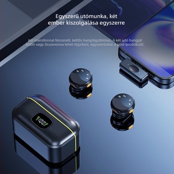 Q80 vezetékes lavalier mikrofon mágneses klippel — Condenser/Dinamikus, 100 Hz–20 kHz, SNR ≥70 dB, beépített 100–300 mAh akkumulátor, 3–6 h, plug-in kamerákhoz és interjúkhoz
