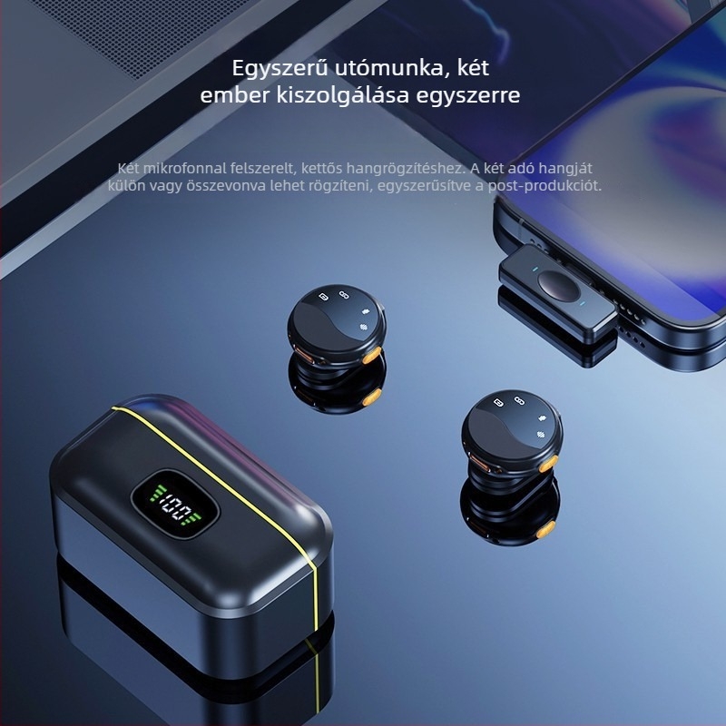 Q80 vezetékes lavalier mikrofon mágneses klippel — Condenser/Dinamikus, 100 Hz–20 kHz, SNR ≥70 dB, beépített 100–300 mAh akkumulátor, 3–6 h, plug-in kamerákhoz és interjúkhoz