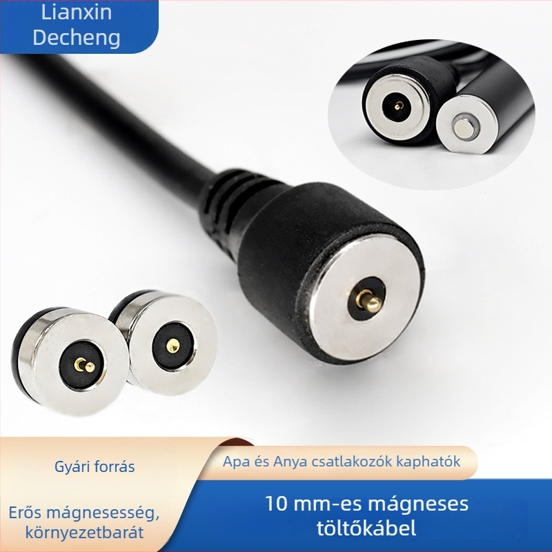 10 mm mágneses töltőkábel pogo-pin csatlakozókkal, férfi és női, okoseszközökhöz