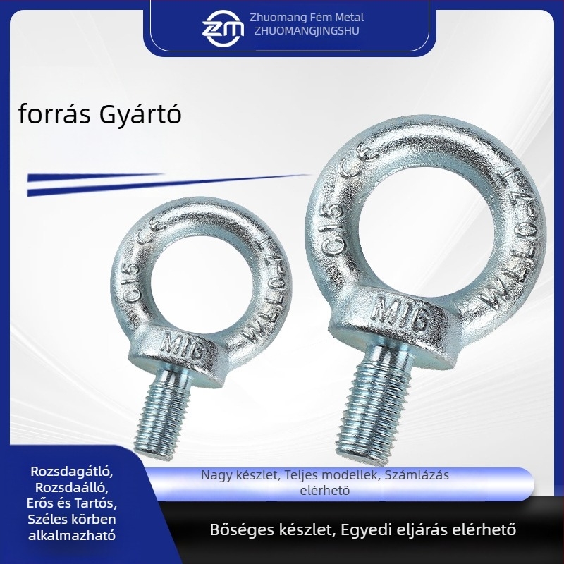 Hosszított galvanizált emelő szemcsavar, szénacél GB825, 4.8 osztály