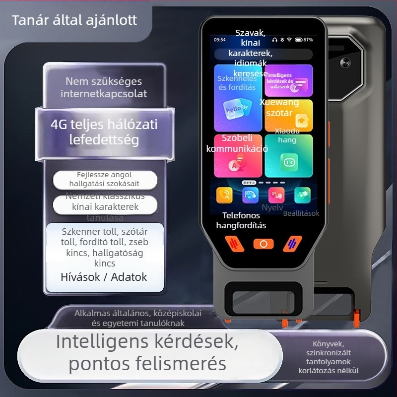 Intelligens angol fordító toll, Modell A30, újratölthető lítium akkumulátor, feszültség 5V-1A, tömeg 230 g, logónyomtatás lehetséges