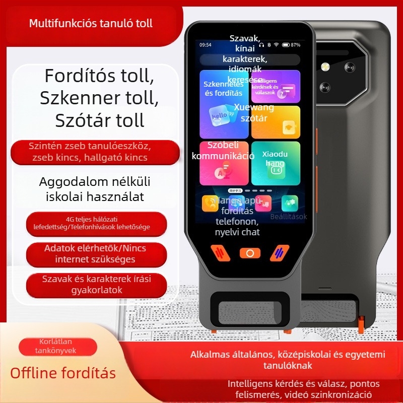 Intelligens angol fordító toll, Modell A30, újratölthető lítium akkumulátor, feszültség 5V-1A, tömeg 230 g, logónyomtatás lehetséges