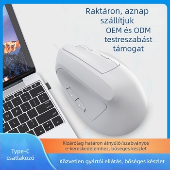 Ergonomikus vezeték nélküli függőleges egér Bluetooth-kapcsolattal, csendes gombokkal, 2.4G/Bluetooth kettős csatlakozás, 7 gomb, 1600 DPI, USB vevő mellékelve