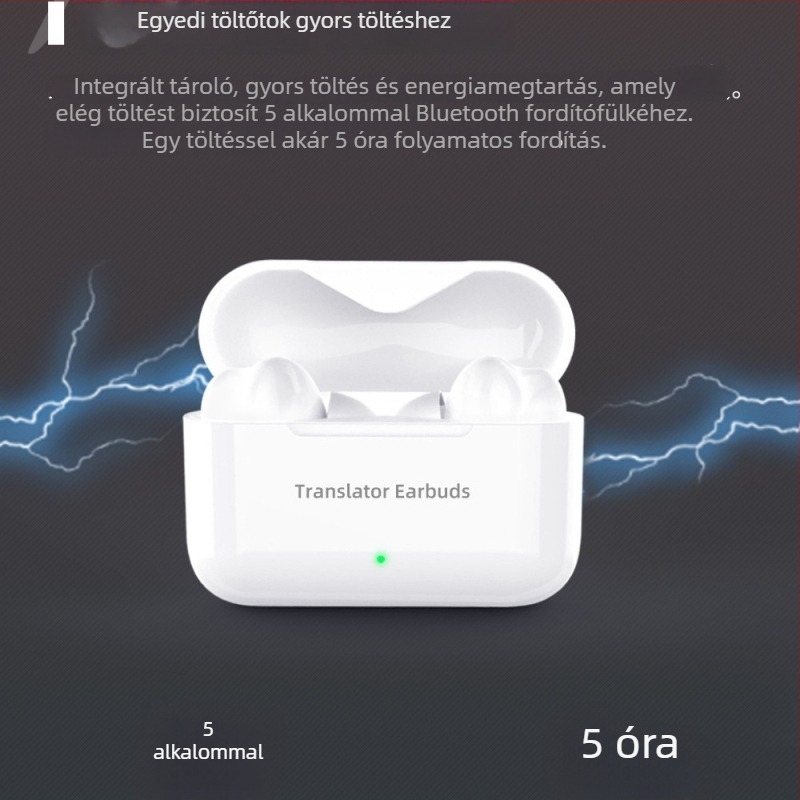 WOOASK M6 szimultán fordító fülhallgatók Qualcomm chippel, Bluetooth 5.0, 10 m vezeték nélküli hatótáv, töltőtok 500 mAh