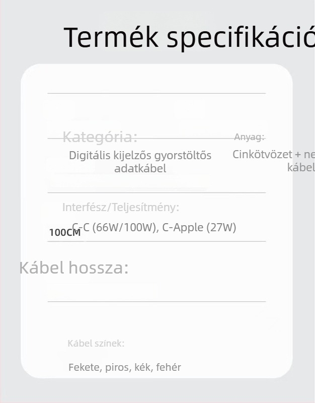 PD USB-C adatkábel kettős Type-C csatlakozóval, 27W gyors töltés digitális kijelzővel, több készülékkel kompatibilis