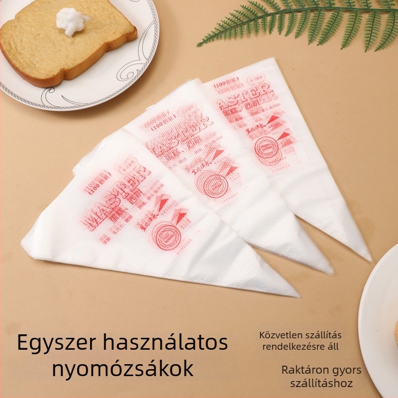 Egyszer használatos díszítő tasak – műanyag, 100 darabos csomag, torták díszítéséhez, Love Full House