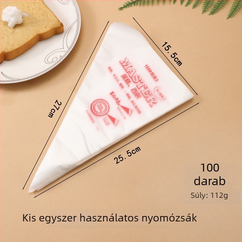 Egyszer használatos díszítő tasak – műanyag, 100 darabos csomag, torták díszítéséhez, Love Full House