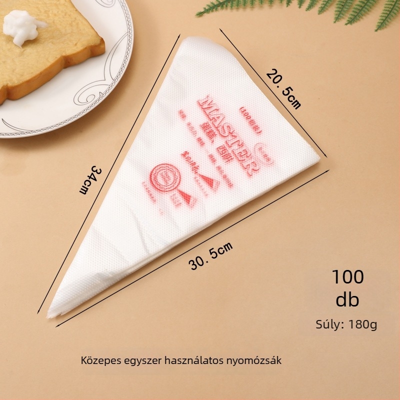 Egyszer használatos díszítő tasak – műanyag, 100 darabos csomag, torták díszítéséhez, Love Full House