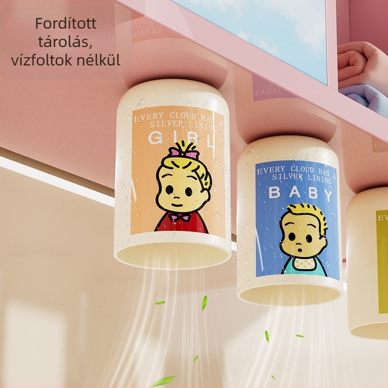 [Heartmade] Mágneses szájöblítő pohár fogkefetartóval, rögzíthető a tükörszekrény aljához, fürdőszobához — Anyag: PP+PET; Testreszabás nélkül