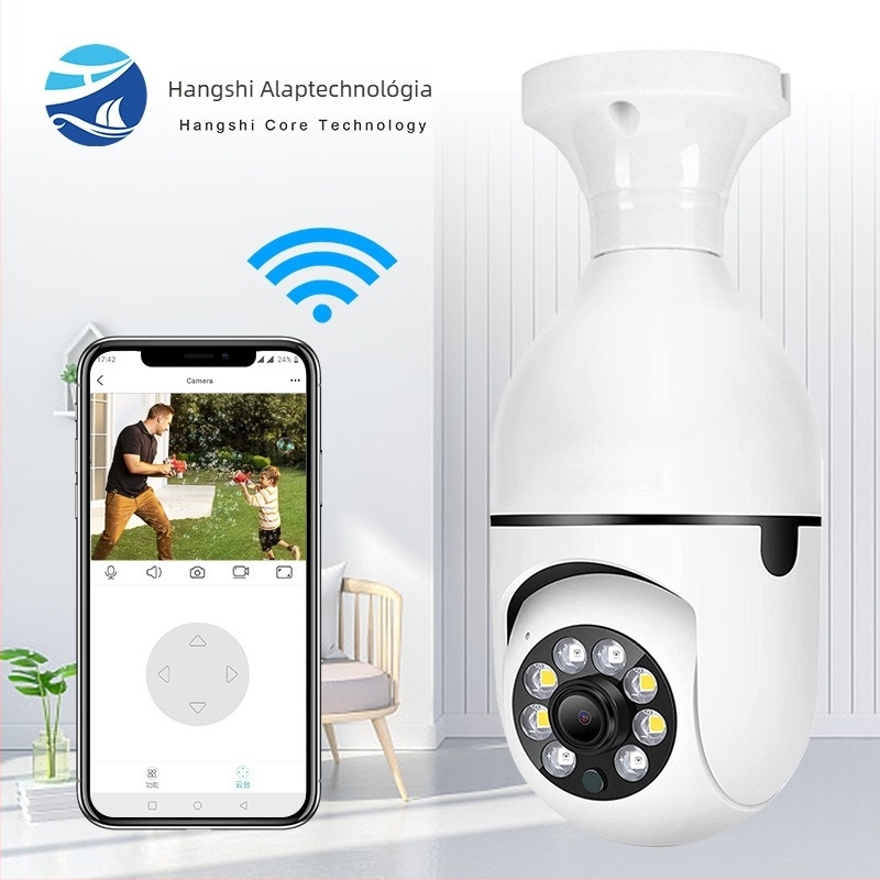 A6 E27 lámpakamera, HD, éjszakai látás, beltéri/kültéri használat, TF-kártya foglalat