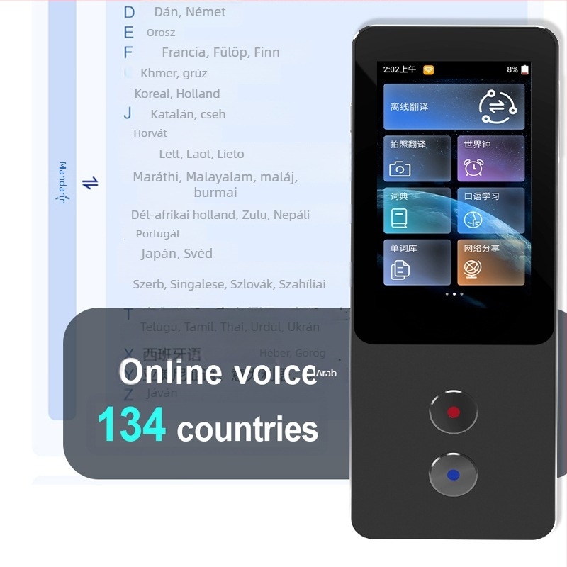 Offline beszédfordító arab nyelvhez, 135 nyelvű tolmács tollal, Android, Bluetooth, modell T9PRO