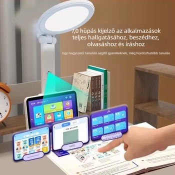 Intelligens tanulóasztali lámpa szemvédő funkcióval és hangvezérléssel — 220V, konnektoros tápellátás, műanyag lámpabura, National AA világítás, intelligens vezérlés