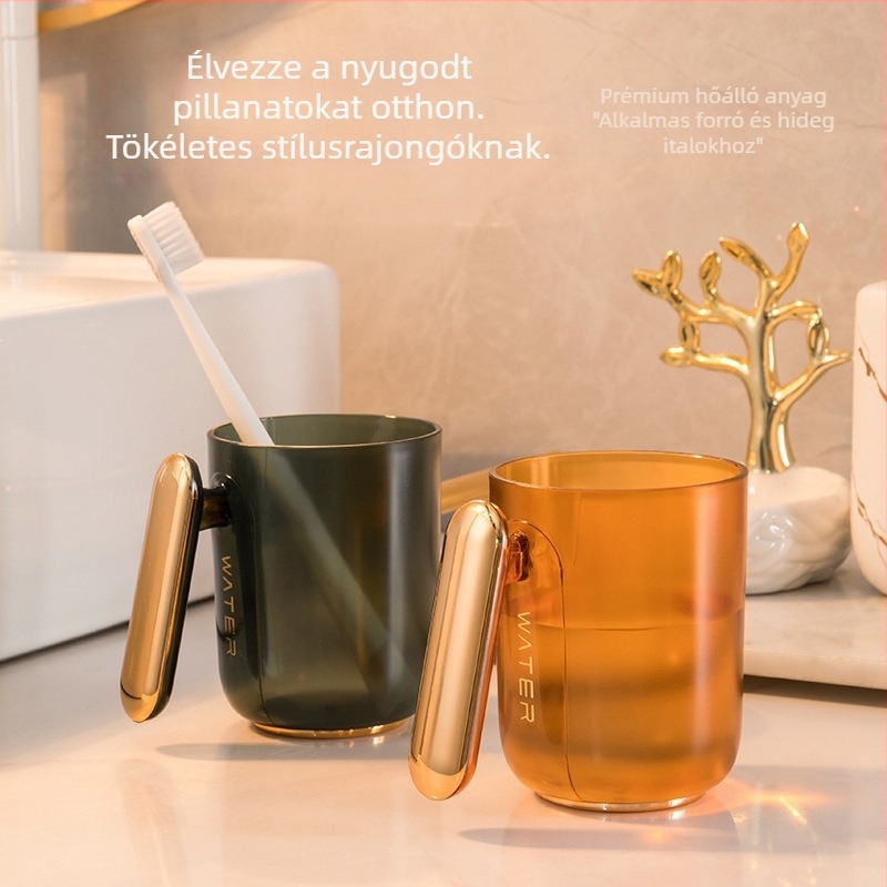 ABS fogkefe- és szájvíz pohár készlet – Nyomtatott logóval, Nem testre szabható, Ideális házavató ajándék