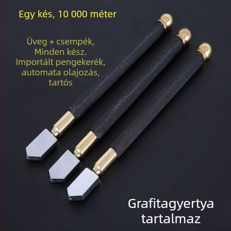 Üvegvágó gyémánt pengével, vastag görgő típus, multifunkcionális csempevágó eszköz, olajtípus, Márka Unique
