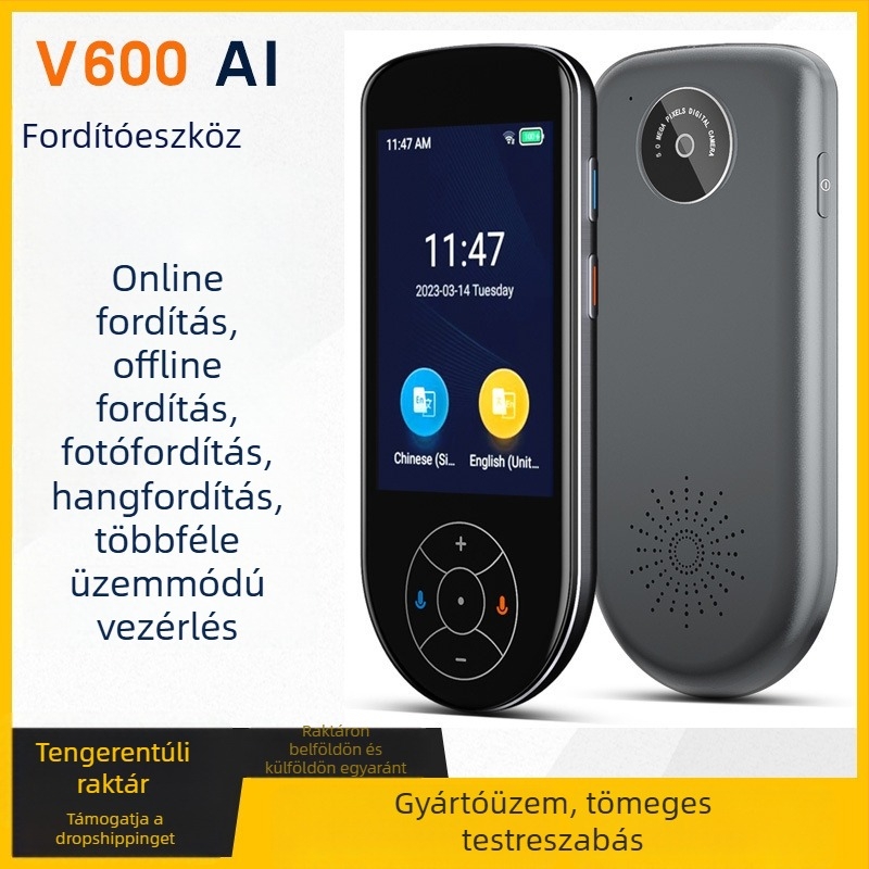 V600 intelligens beszédfordító képernyővel és offline fényképfordítással 137 nyelven