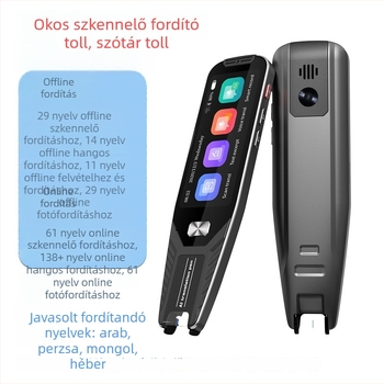 Szkener toll fordító – Android, Bluetooth, vezeték nélküli 10 m; nyelvek: mongol, arab, perzsa, japán, francia; offline szöveg szkennelés, hangfelvételes fordítás, fotófordítás