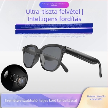 AI okos szemüveg 2 MP kamerával, fejre szerelhető, 5–10 m vezeték nélküli hatótáv, gombos vezérlés, súly 43 g