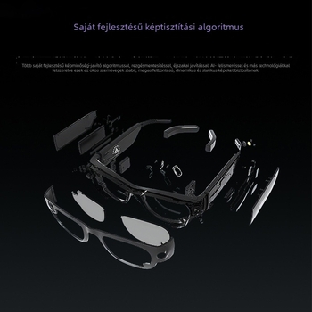 AI okos szemüveg 2 MP kamerával, fejre szerelhető, 5–10 m vezeték nélküli hatótáv, gombos vezérlés, súly 43 g