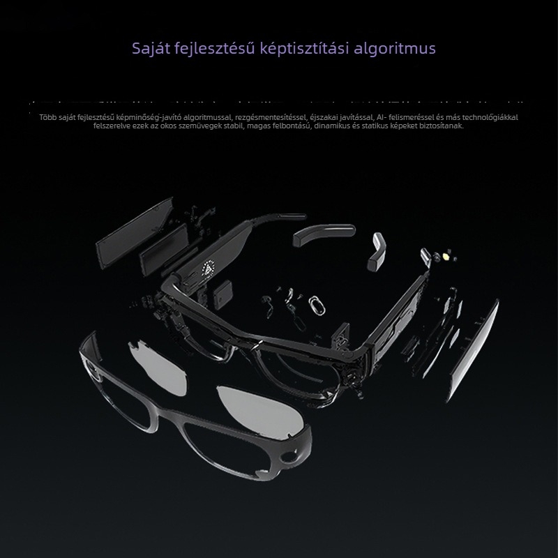 AI okos szemüveg 2 MP kamerával, fejre szerelhető, 5–10 m vezeték nélküli hatótáv, gombos vezérlés, súly 43 g
