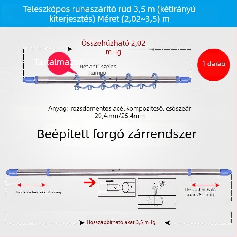 Jia yixin rozsdamentes acél ruhaszárító rúd balkónra, 2024-es bevezetés