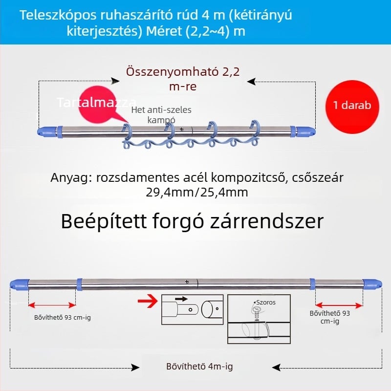 Jia yixin rozsdamentes acél ruhaszárító rúd balkónra, 2024-es bevezetés