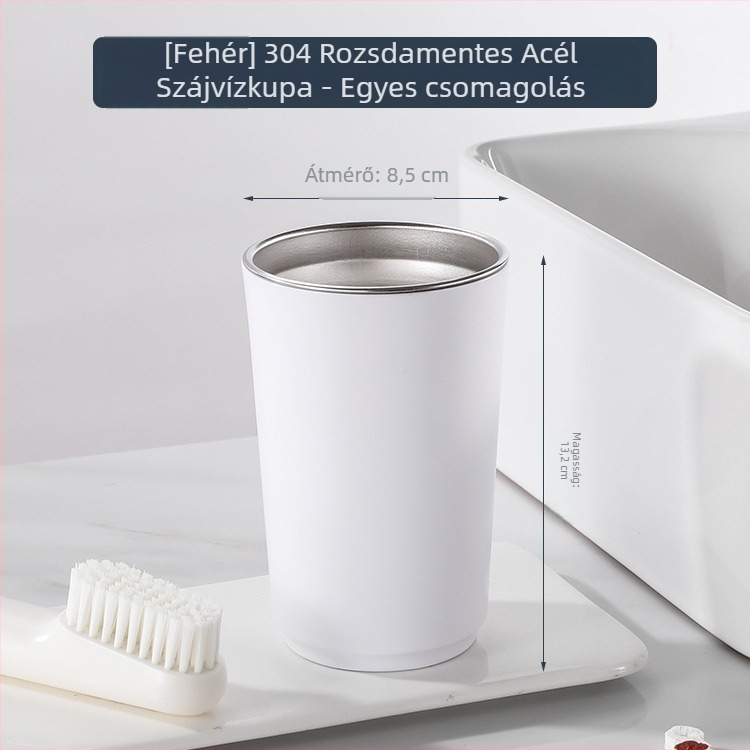304 rozsdamentes acél belső, külső PP bevonattal rendelkező többfunkciós fürdőszobai pohár, súlya 230 g, logó nyomtatás elérhető