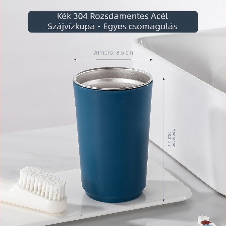 304 rozsdamentes acél belső, külső PP bevonattal rendelkező többfunkciós fürdőszobai pohár, súlya 230 g, logó nyomtatás elérhető