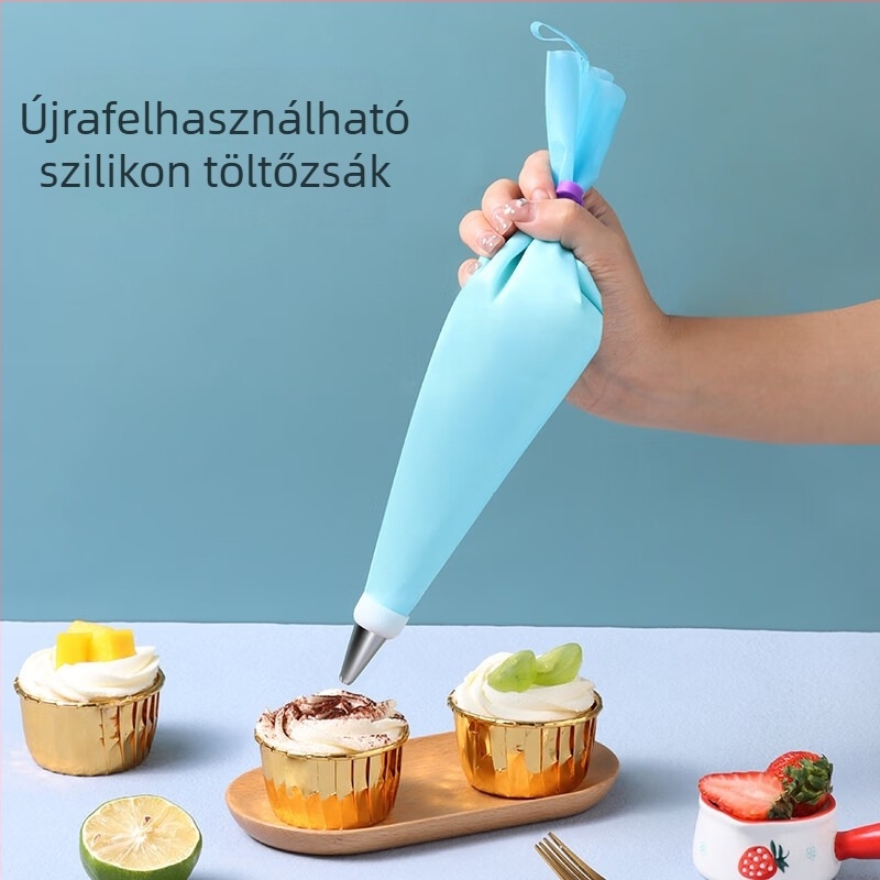 Sütemény-dekoráló készlet töltőzsákkal — rozsdamentes acél + TPU, sütőipari eszközök, modern könnyű stílus
