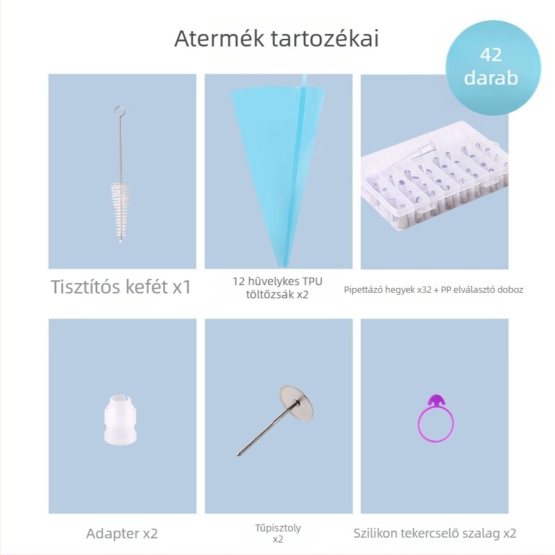 Sütemény-dekoráló készlet töltőzsákkal — rozsdamentes acél + TPU, sütőipari eszközök, modern könnyű stílus