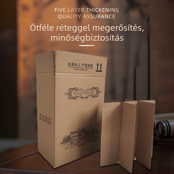Bor ajándéktok összecsukható kartonból, öt rétegű, szegecsek nélküli kivitel, hullámkartonból, nyomás- és esésálló