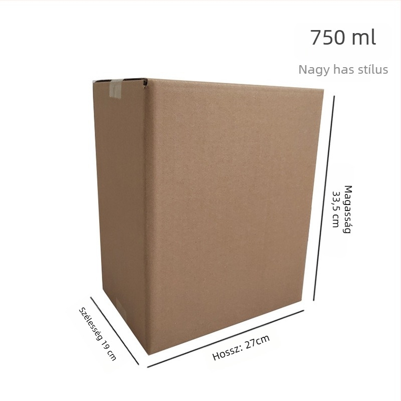 Bor ajándéktok összecsukható kartonból, öt rétegű, szegecsek nélküli kivitel, hullámkartonból, nyomás- és esésálló