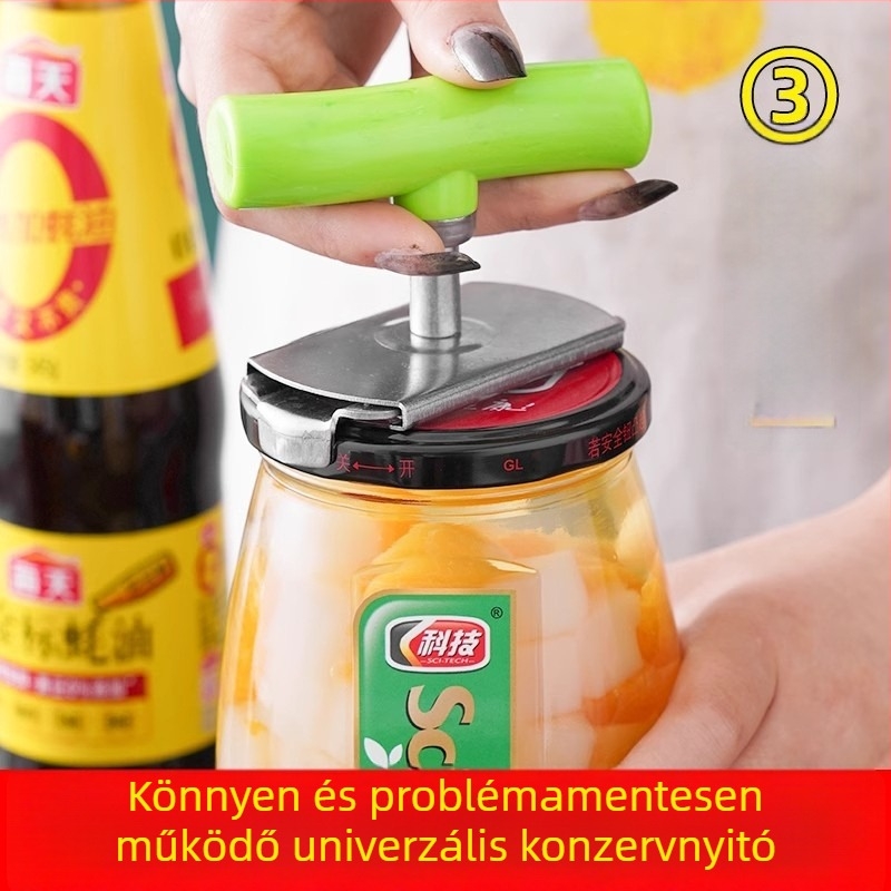 Konzervnyitó, rozsdamentes acél, multifunkcionális üveg- és doboznyitó