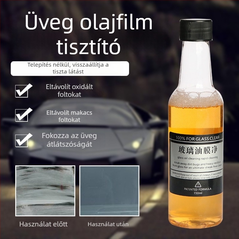 Autóüveg olajfilm eltávolító – Town Head Glass oil film net, 150 ml, engedélyezett magánmárka