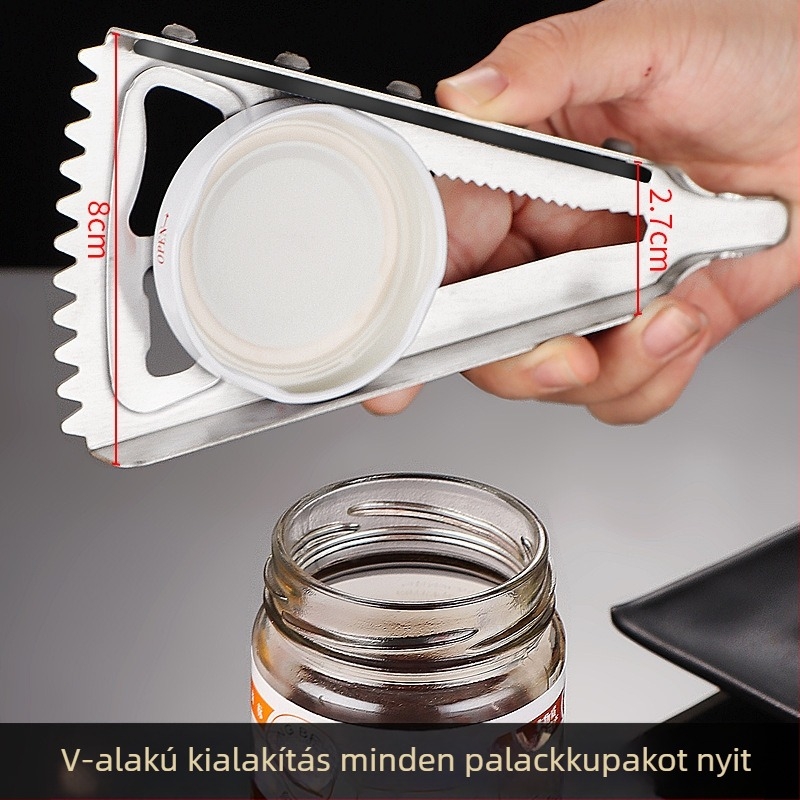 Többcélú üvegnyitó, konzervnyitó és kupaknyitó, halszálkás reszelő