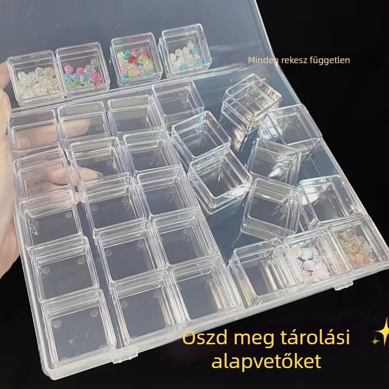 Műanyag körömdíszítő tároló doboz, 30 rekesz