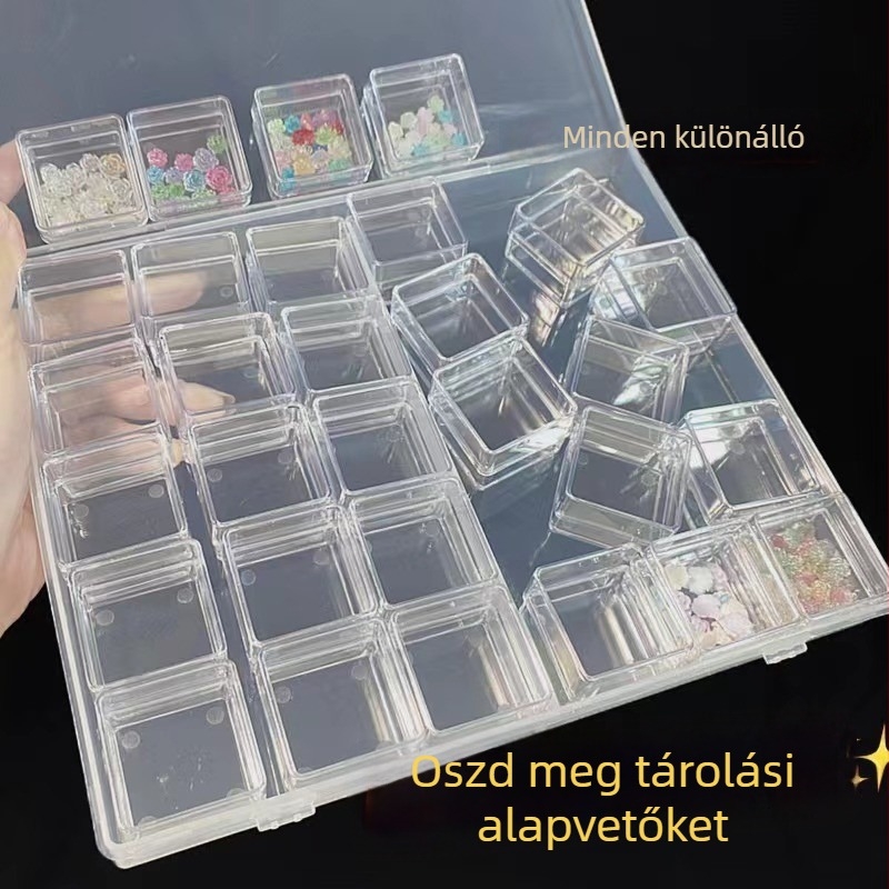 Műanyag körömdíszítő tároló doboz, 30 rekesz