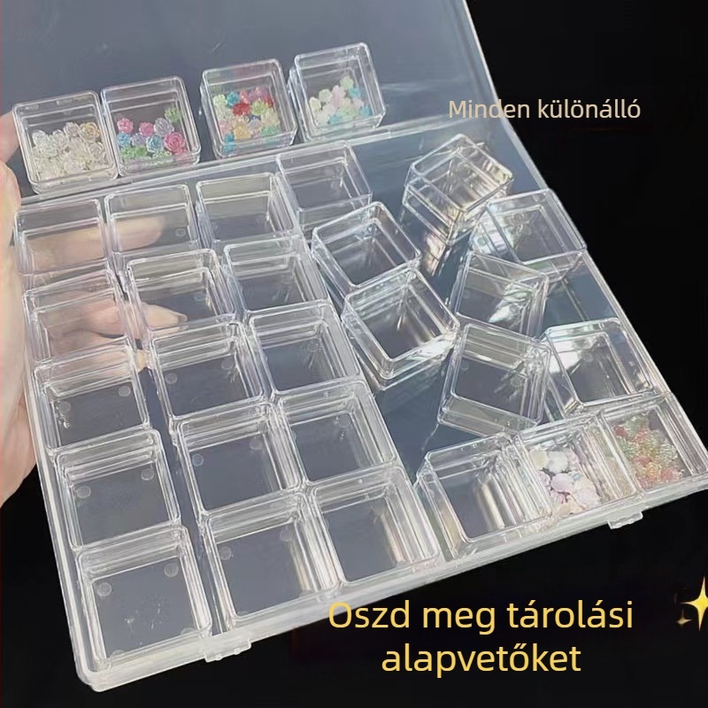 Műanyag körömdíszítő tároló doboz, 30 rekesz
