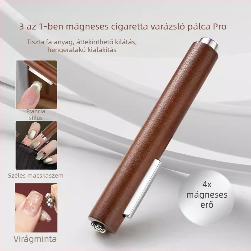 Macska-szem manikűr mágneses eszköz — háromfunkciós, fémből készült, kockás mintázat