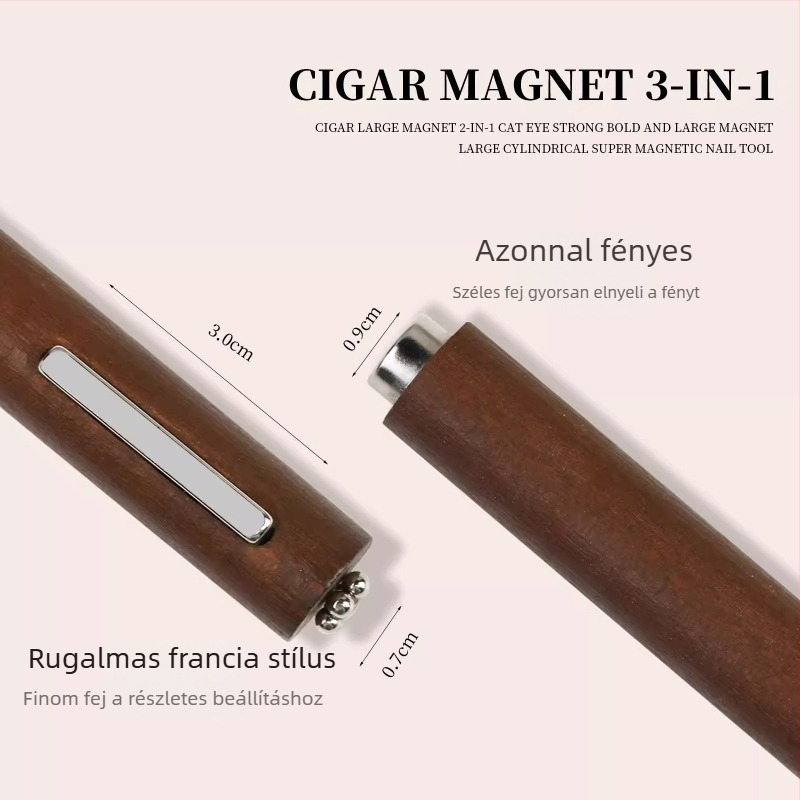 Macska-szem manikűr mágneses eszköz — háromfunkciós, fémből készült, kockás mintázat