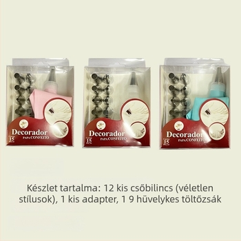 12 darabos díszítő cső készlet habzsákkal és PVC dobozban, rozsdamentes acélból készült, torta dekorációhoz