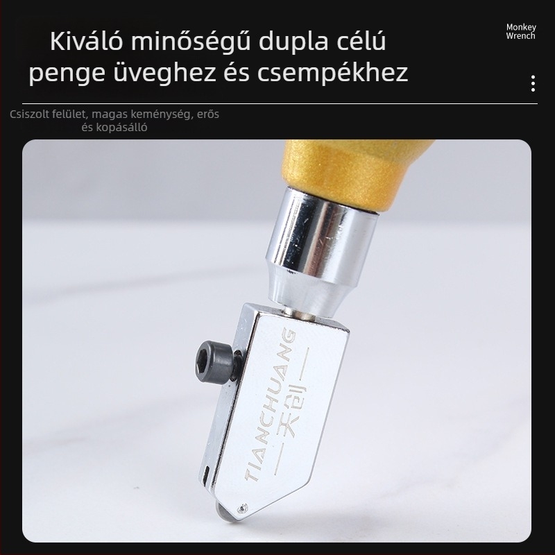 2-in-1 csempevágó és nyomvonal eszköz üvegvágóval és gyémántos éllel