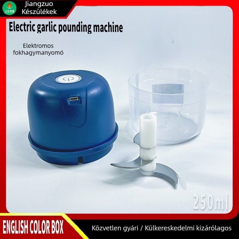Elektronikus fokhagyma zúzó háztartási használatra, üvegből készült test, 5V, 30W, 50 Hz, fokhagyma és chili feldolgozásához