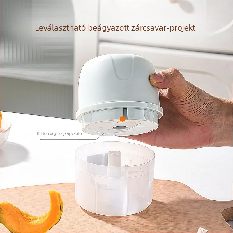 Elektronikus fokhagyma zúzó háztartási használatra, üvegből készült test, 5V, 30W, 50 Hz, fokhagyma és chili feldolgozásához